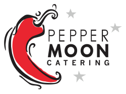 Pepper Moon Catering logo featruing a red chile pepper