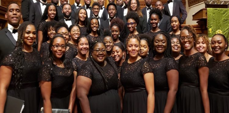 The North Carolina A&T State University Choir in formal concert dress