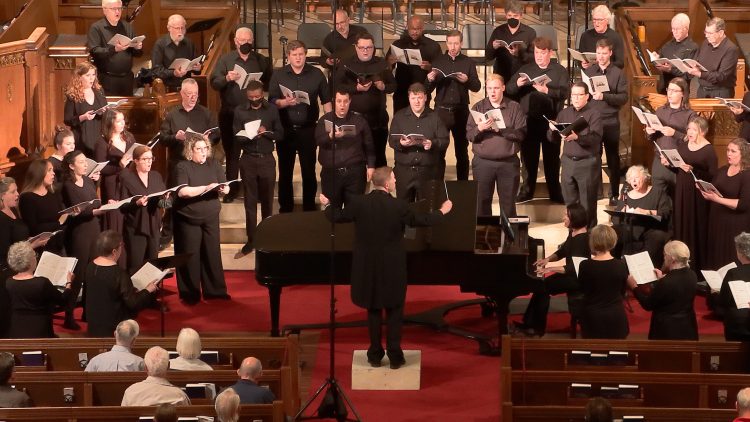 Bel Canto and Gate City Voiced conducted by Welborn Young at a concert in 2023 at First Presbyterian Church in Greensboro