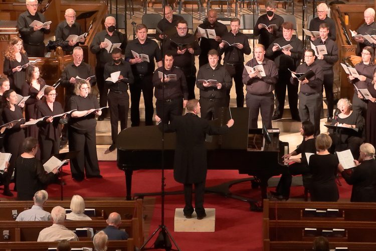 Bel Canto and Gate City Voiced conducted by Welborn Young at a concert in 2023 at First Presbyterian Church in Greensboro