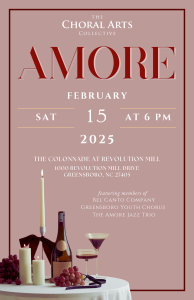 Amore postcard image with date and address and photo of wine glasses, wine bottle, grapes, and candle on a table draped with white linen tablecloth